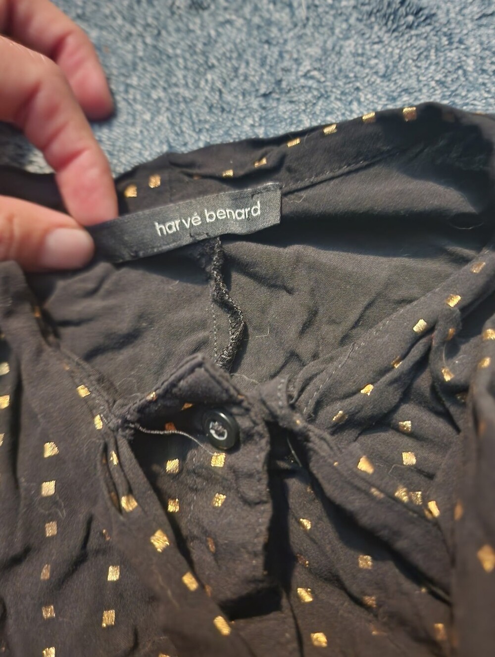 Black Shirt with Gold Dot Print